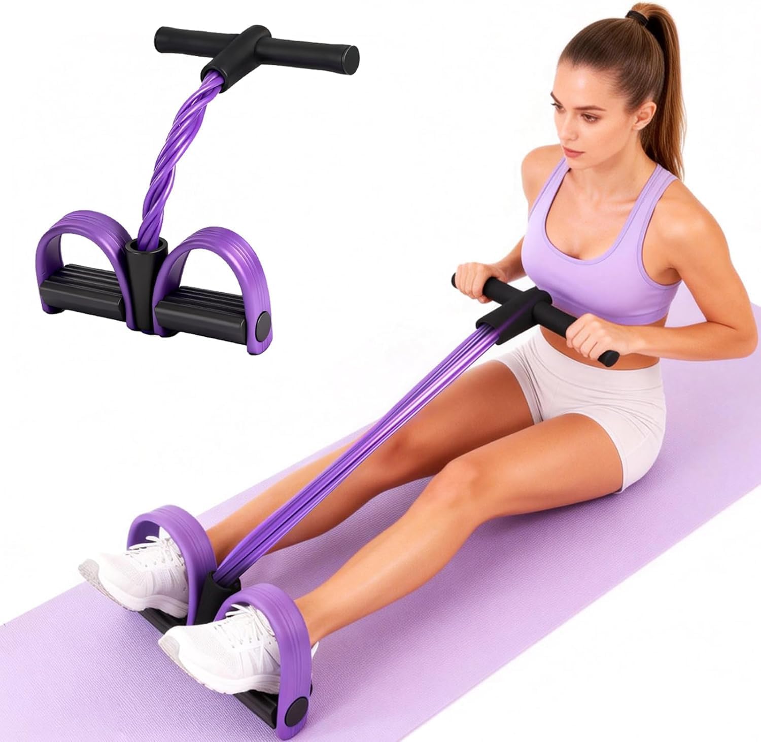 Transform Your Workout with the Multifunctional Purple Tension Rope - 6-Tube Elastic Resistance Band for Effective Body Shaping and Stretching