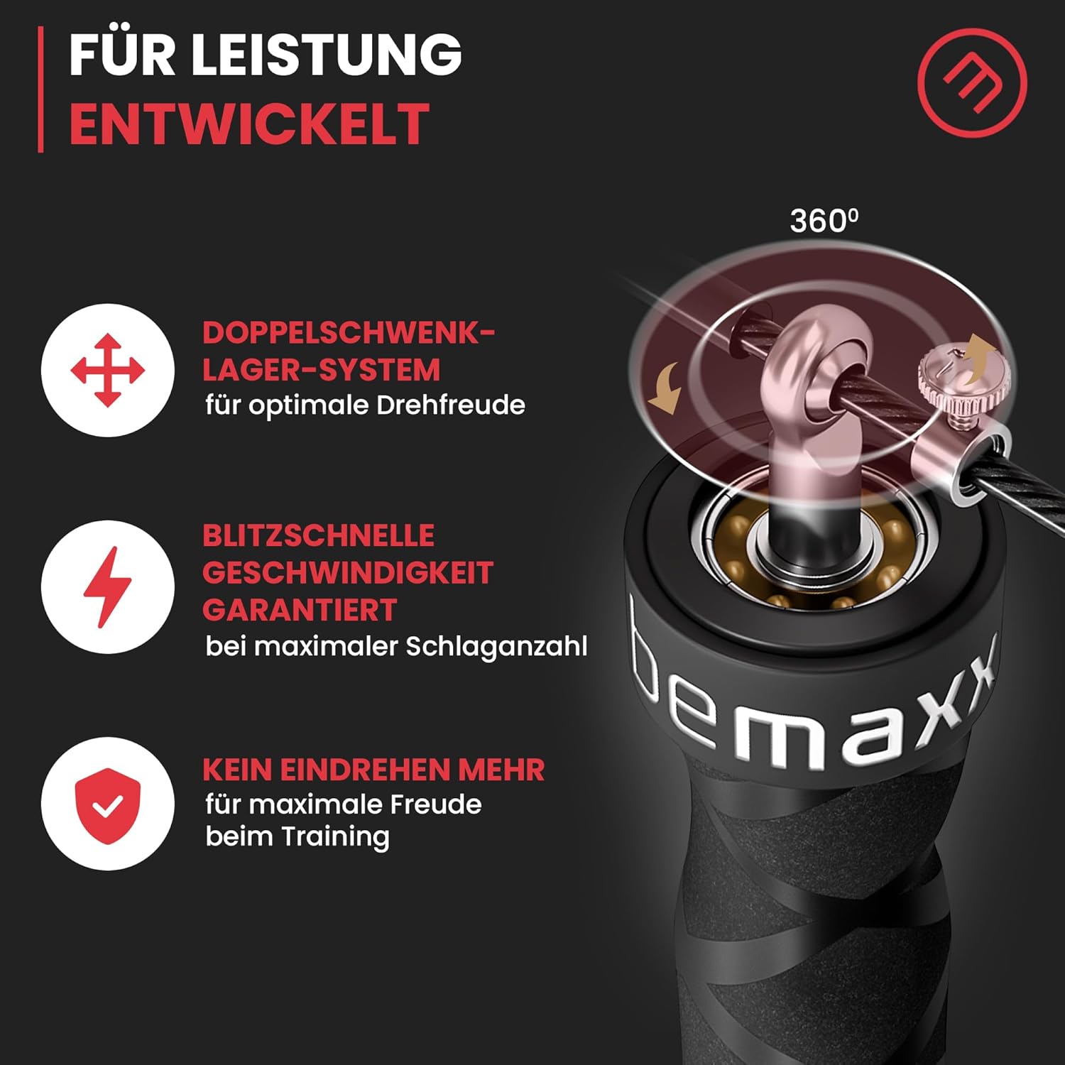 Erleben Sie das ultimative Workout mit dem BeMaxx Springseil Speed Rope – Inklusive Trainings-Ebook und Ersatzkabel für maximale Leistung und Kontrolle!