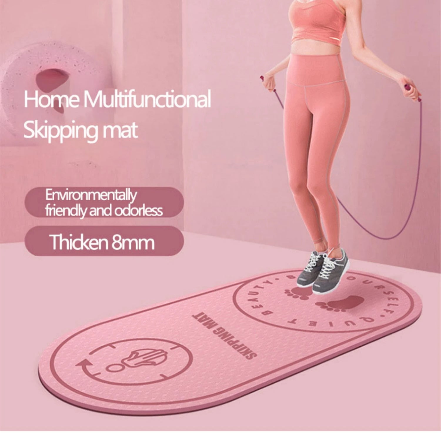 Ultimate Anti-Noise Jump Rope & Yoga Mat - Non-Slip, Shock Absorbing, Eco-Friendly Fitness Essential for Home and Outdoor Workouts