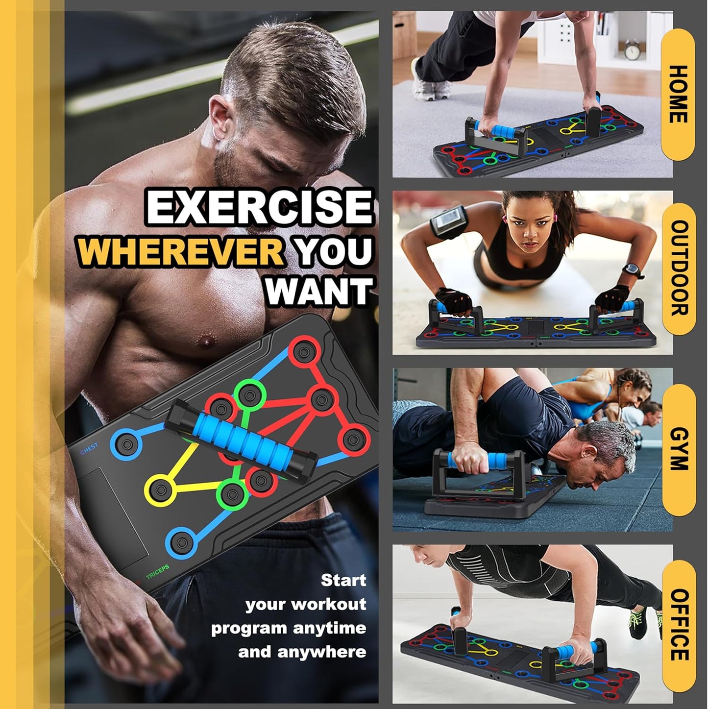 Transform Your Workout with the 15-in-1 Solid Push Up Board - Ultimate Home Fitness Equipment for Chest, Arms, and Core Strength