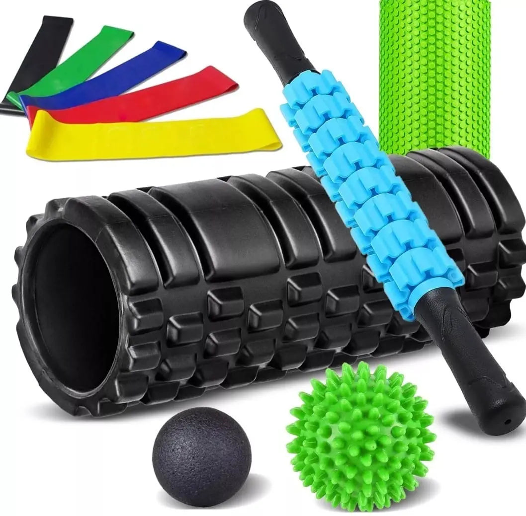 Ultimate Foam Roller Set for Deep Tissue Massage and Muscle Recovery - Includes Foam Roller, Massage Stick & Resistance Bands